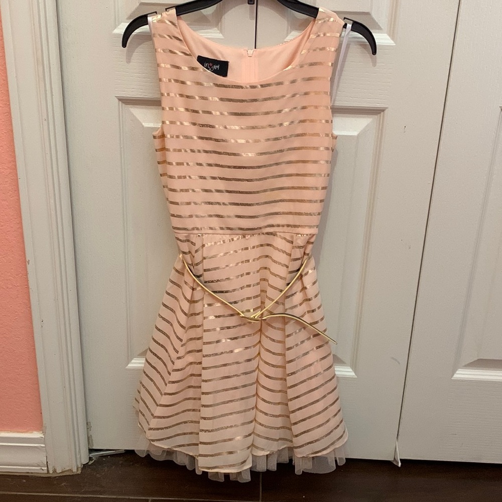 Girls size 12 pink and gold sleeveless dress